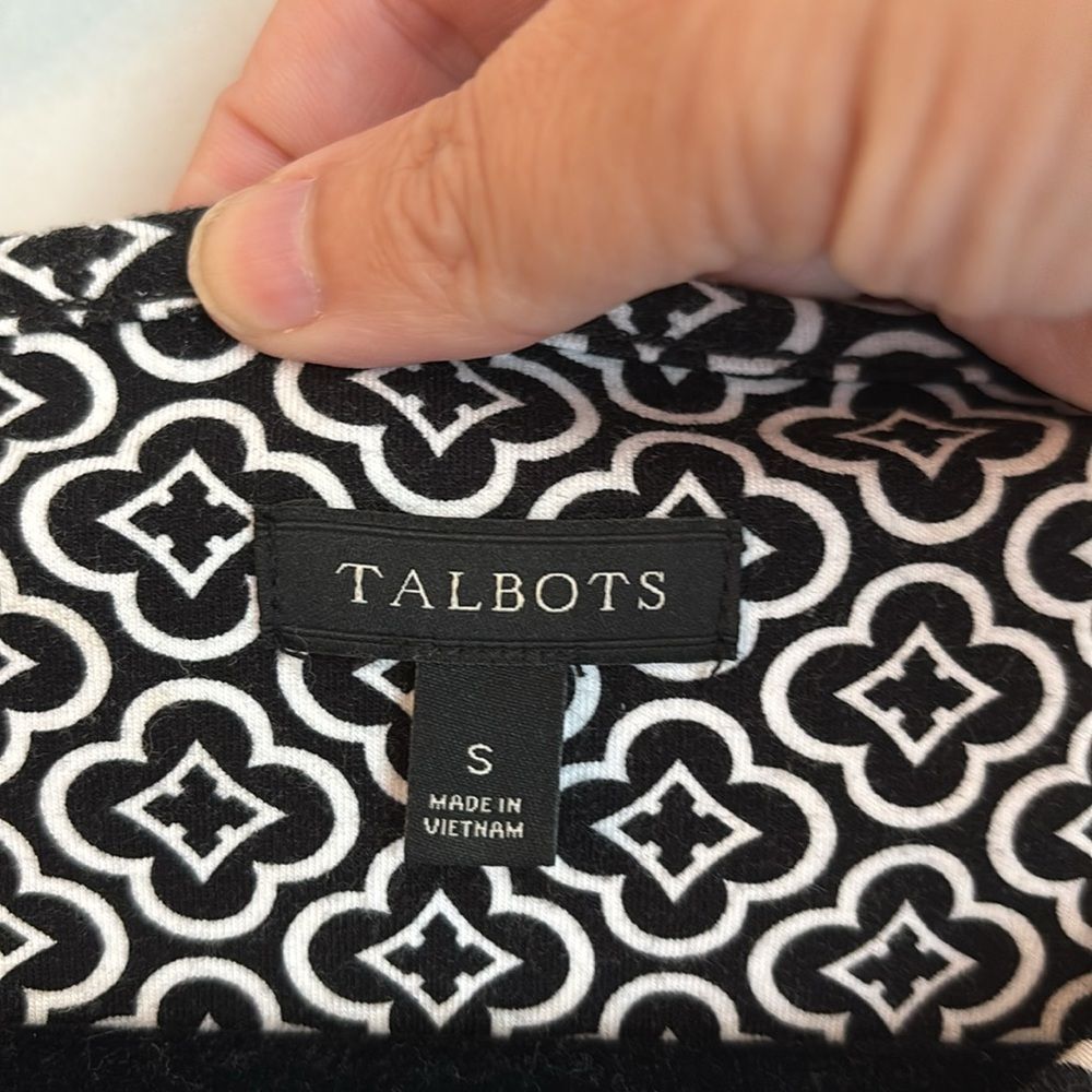 Talbots Avalon Tiles Jersey Maxi Dress Black White Geometric Maxi SM women’s EUC - Picture 10 of 14